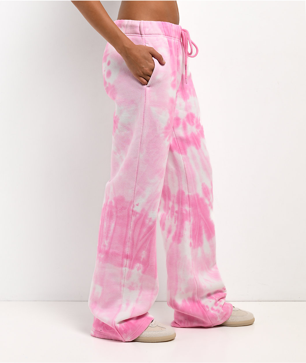 Ninth Hall Fundamentals Mellie Tie Dye Pink Wide Leg Sweatpants