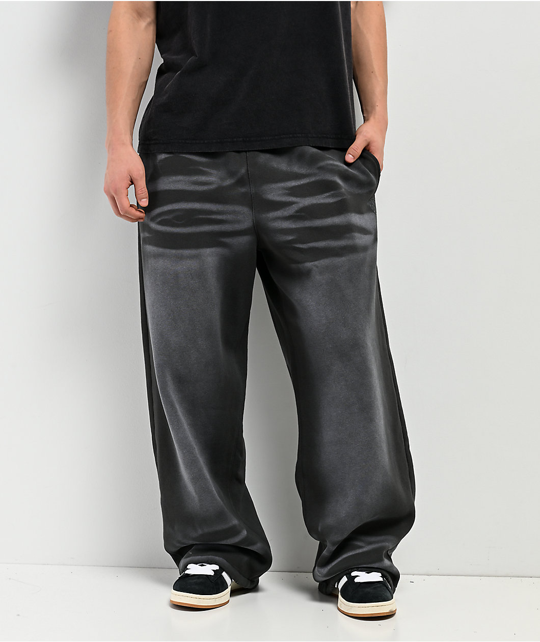 Ninth Hall Fundamentals Open Hem Grey Wash Baggy Sweatpants