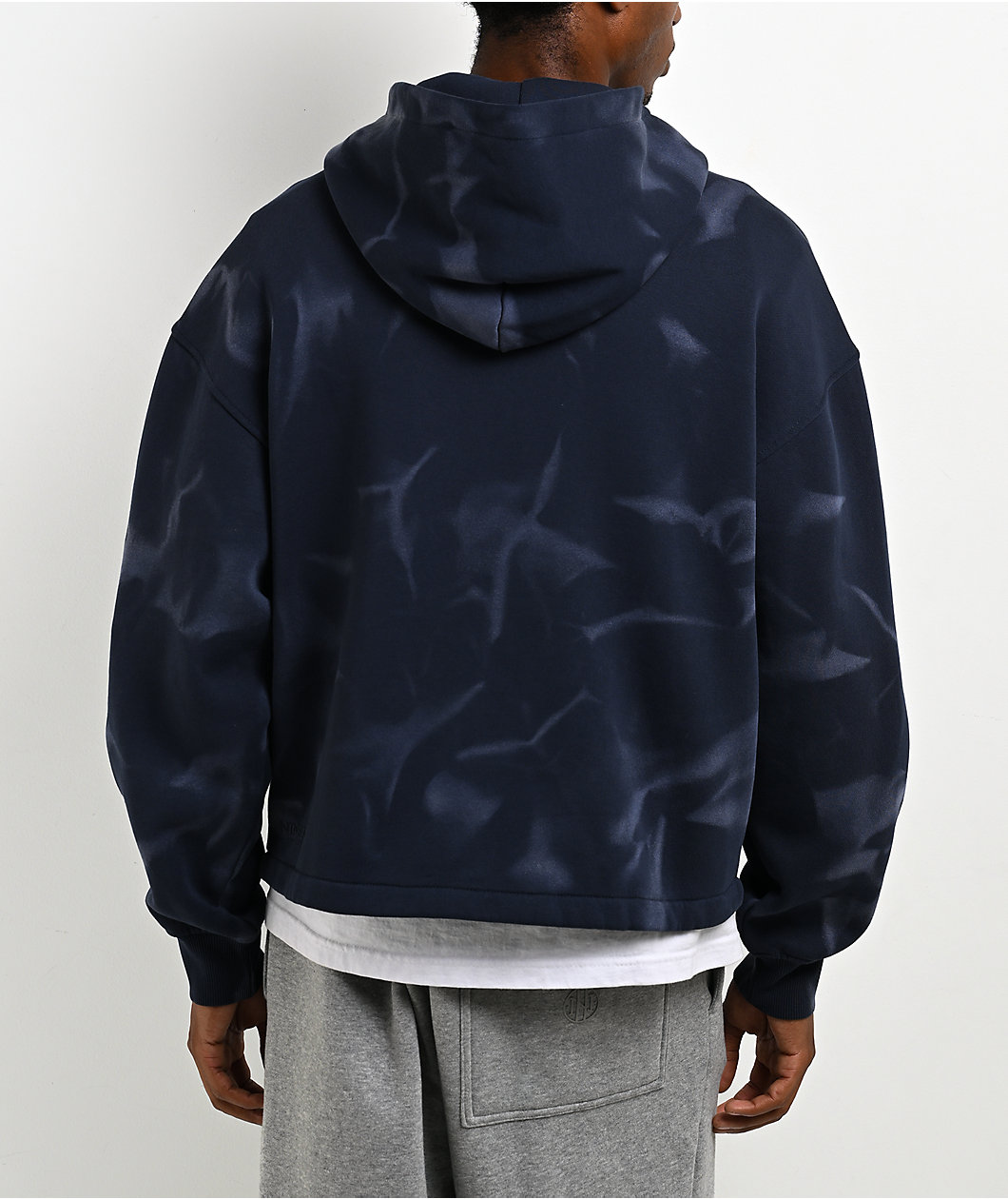 Ninth Hall Fundamentals Open Hem Purple Wash Crop Zip Hoodie