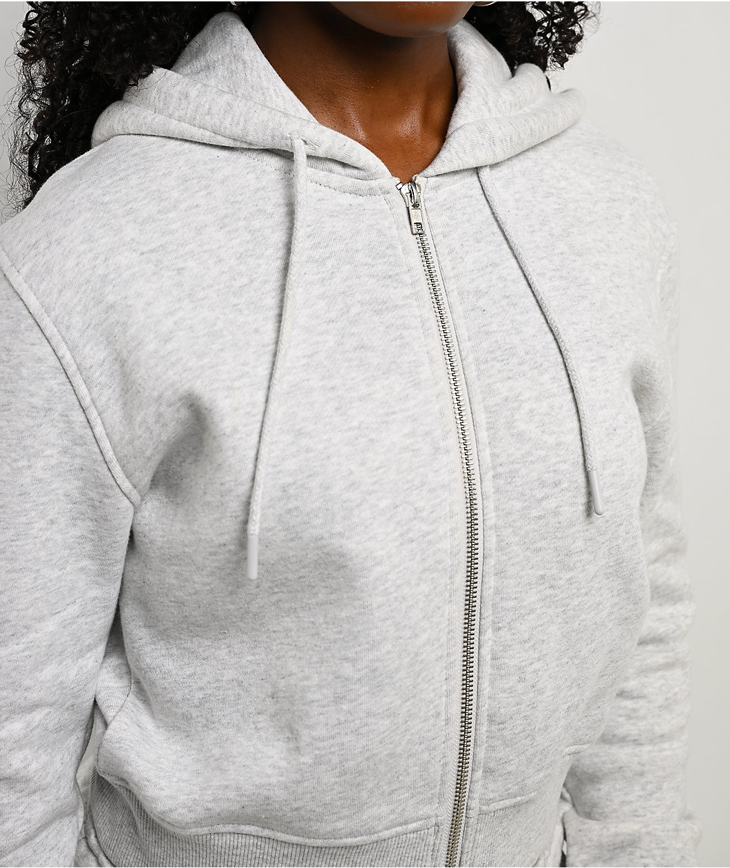 Ninth Hall Fundamentals Phoebe Grey Crop Zip Hoodie