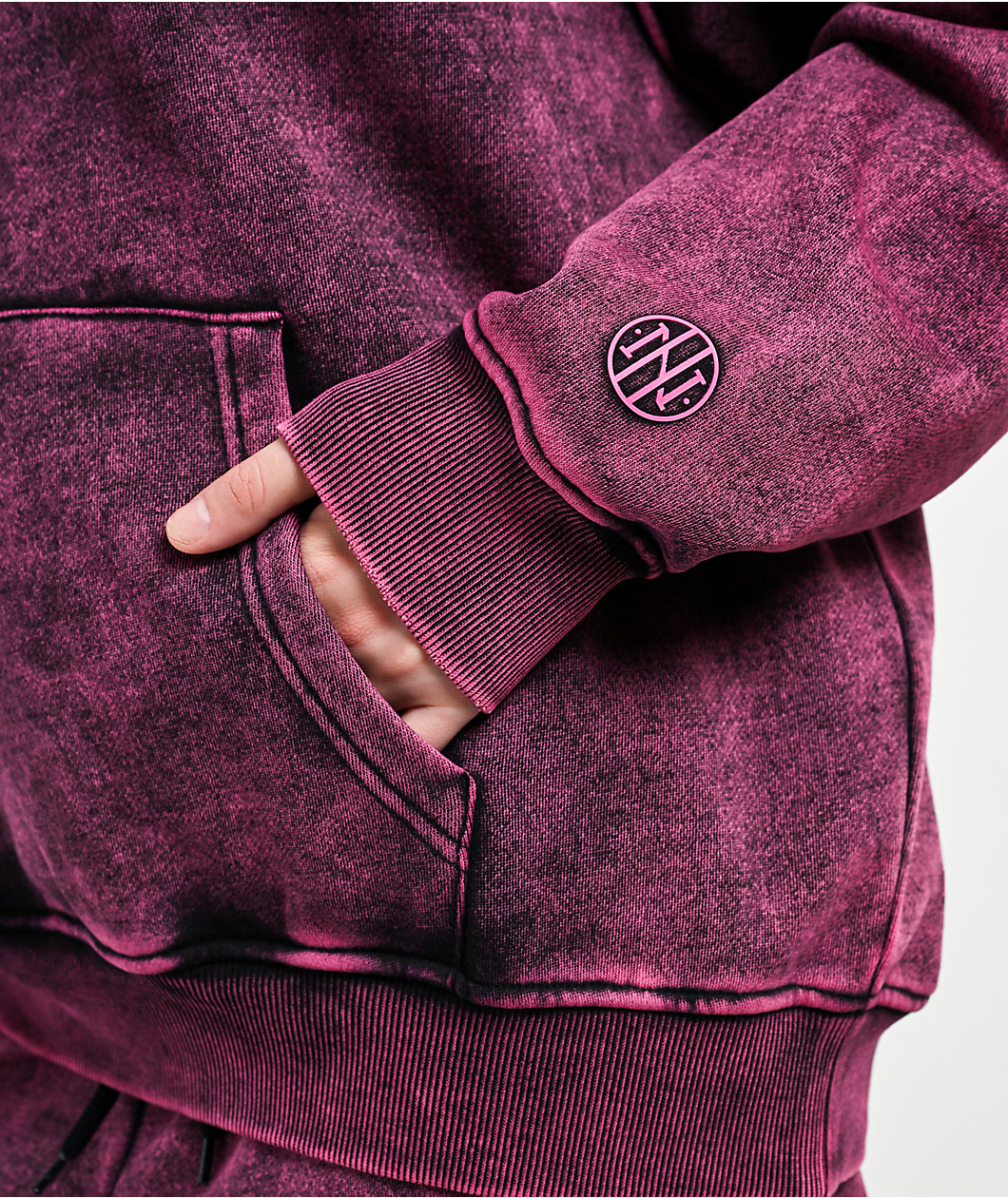 Ninth Hall Fundamentals Raglan Red Static Wash Relaxed Hoodie