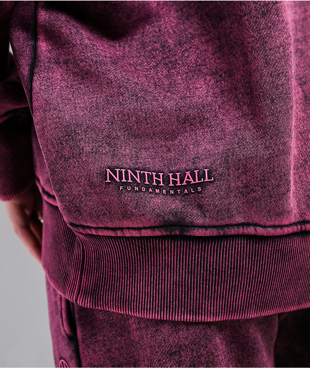 Ninth Hall Fundamentals Raglan Red Static Wash Relaxed Hoodie