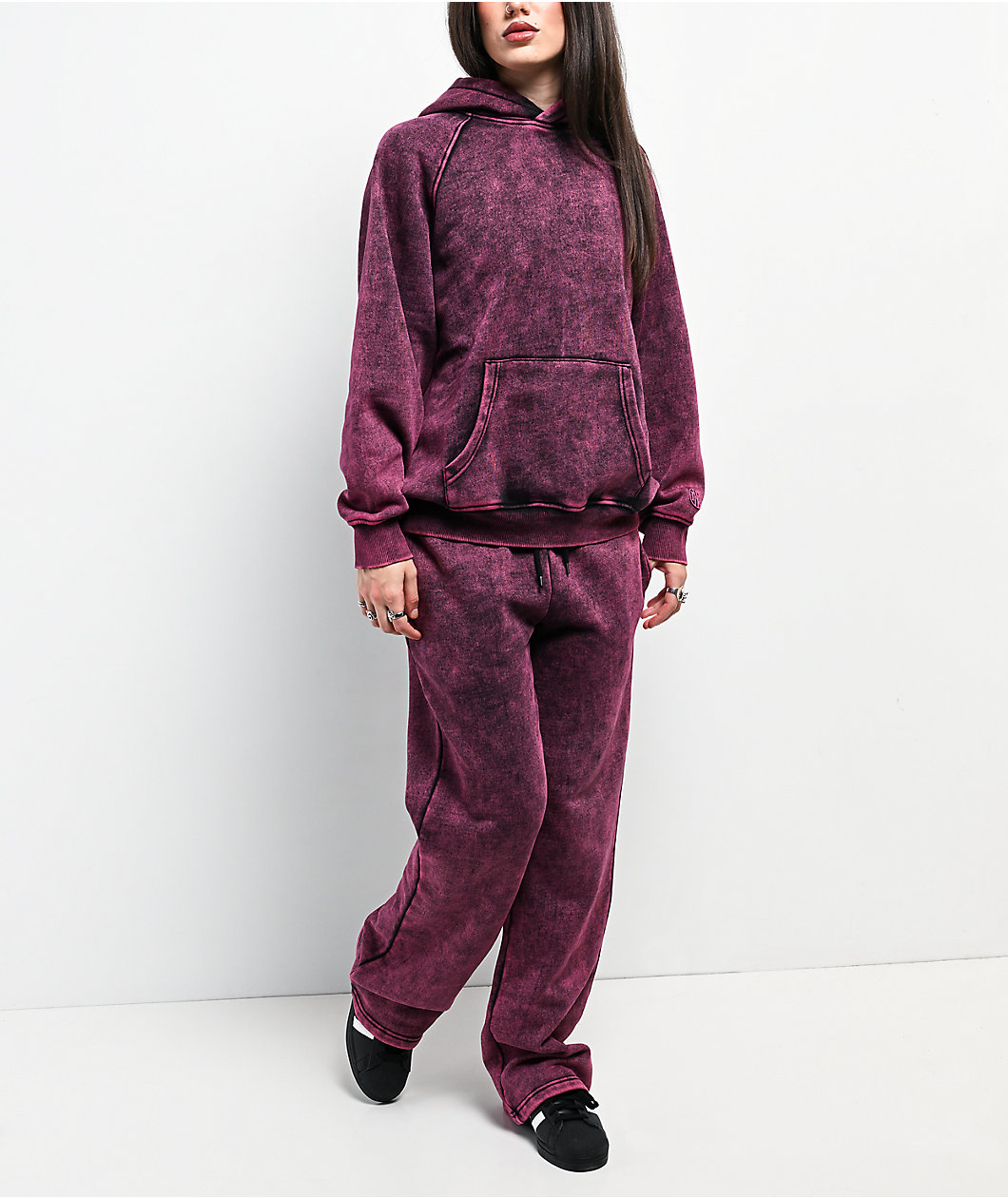 Ninth Hall Fundamentals Raglan Red Static Wash Relaxed Hoodie