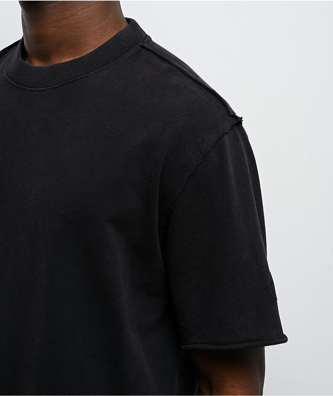 Ninth Hall Fundamentals Raw Edge Black Wash Boxy T-Shirt