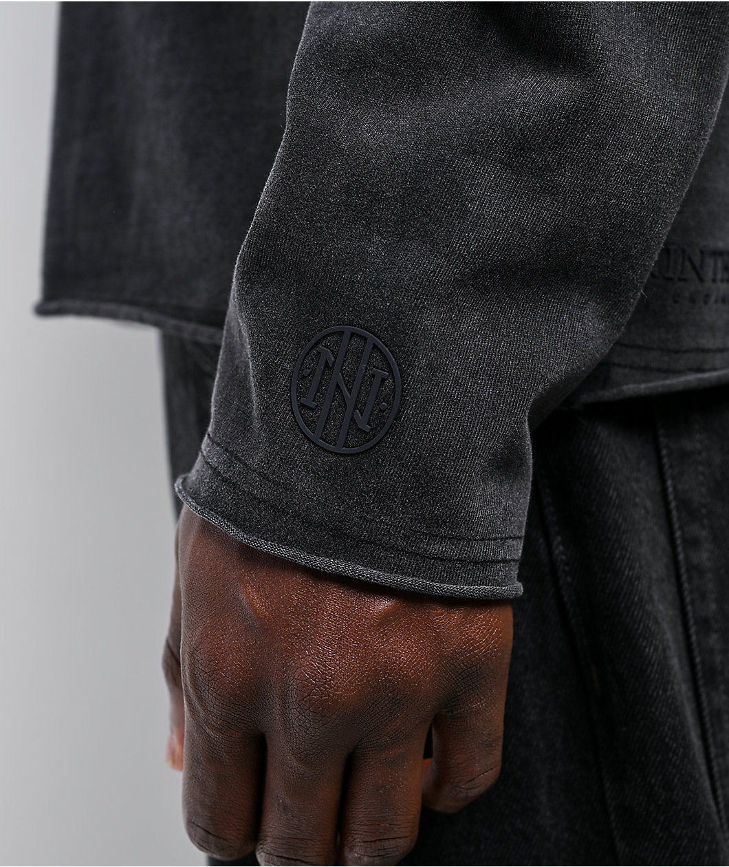 Ninth Hall Fundamentals Raw Edge Black Wash Long Sleeve T-Shirt