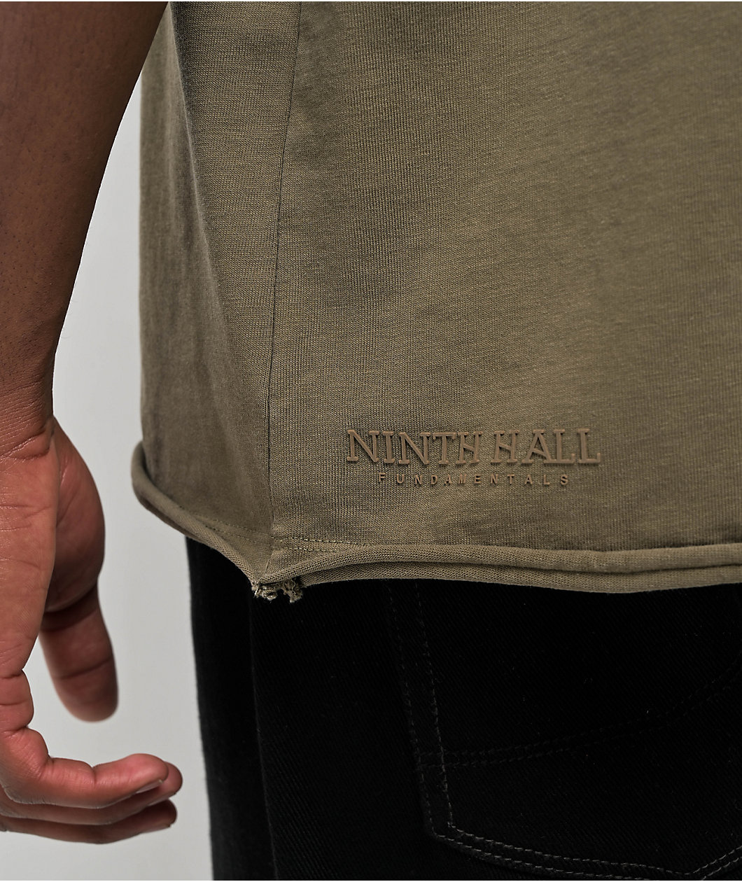 Ninth Hall Fundamentals Raw Olive Green Boxy T-Shirt 