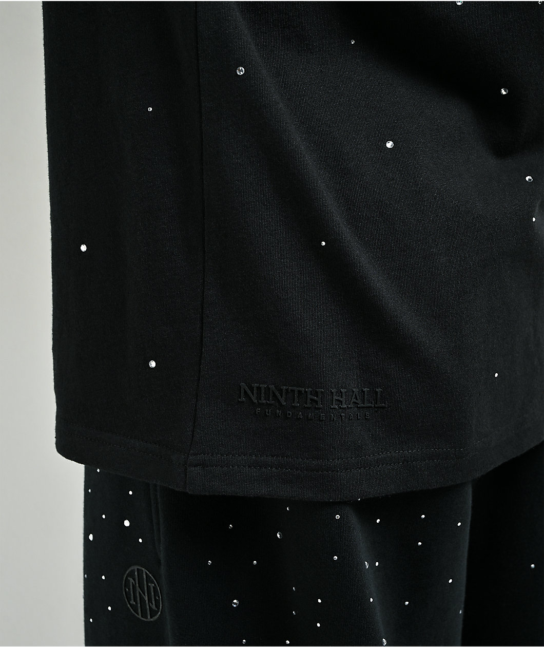 Ninth Hall Fundamentals Rhinestone Black Boxy T-Shirt