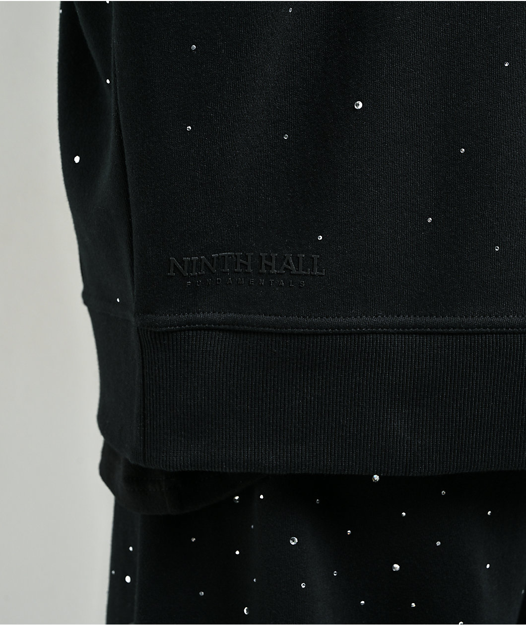 Ninth Hall Fundamentals Rhinestone Black Boxy Zip Hoodie