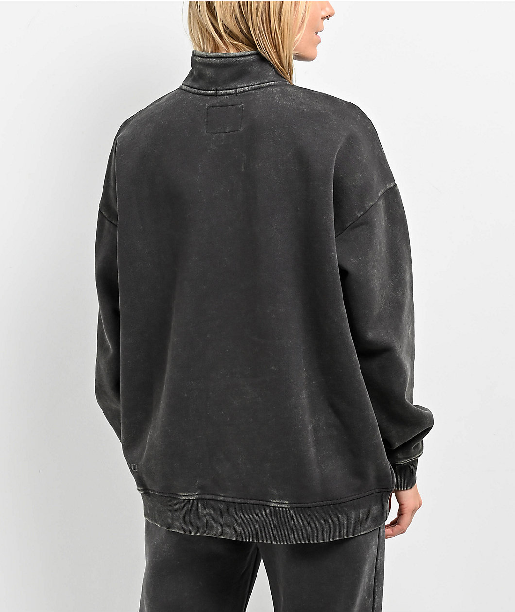 Ninth Hall Fundamentals Sheena Black Wash Oversized Quarter Zip Sweatshirt