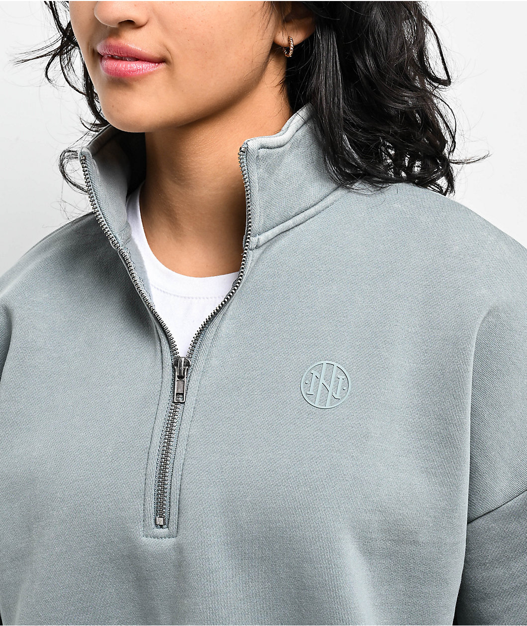 Ninth Hall Fundamentals Sheena Washed Lead Oversized Quarter Zip Sweatshirt