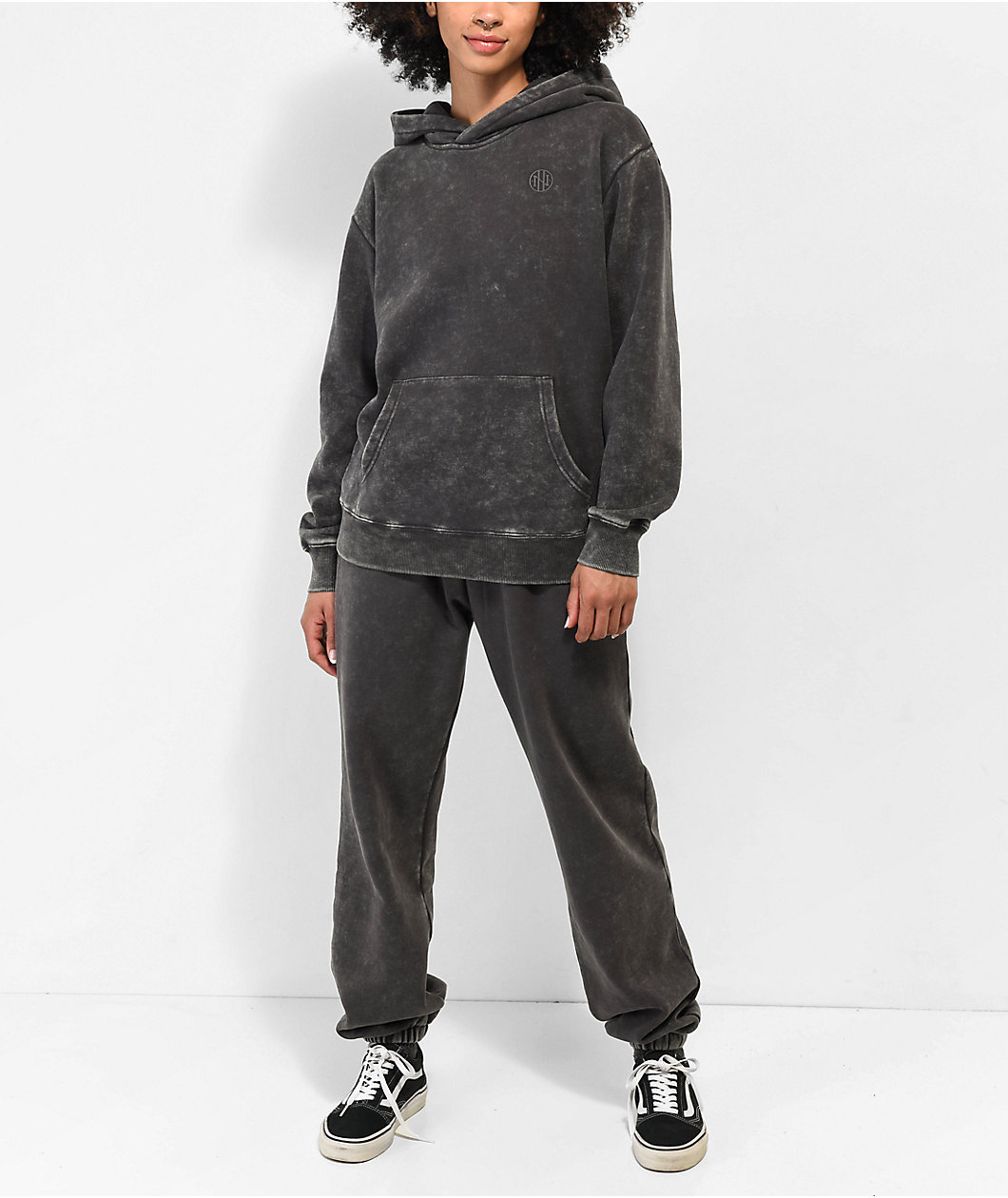 Ninth Hall Fundamentals Sibyl Black Mineral Wash Relaxed Sweatpants