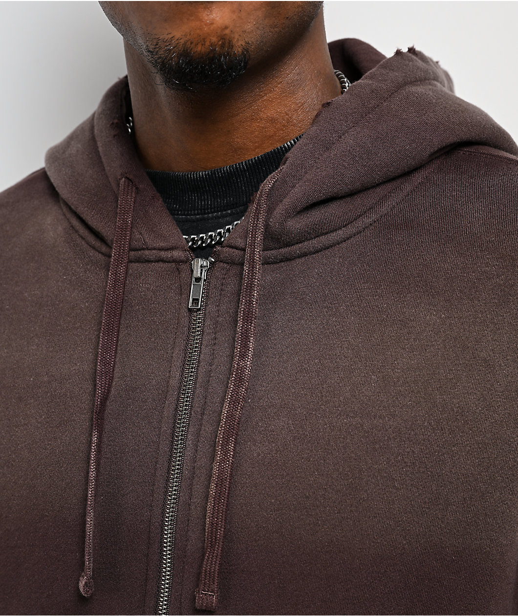 Ninth Hall Fundamentals Spray Dark Brown Wash Zip Hoodie