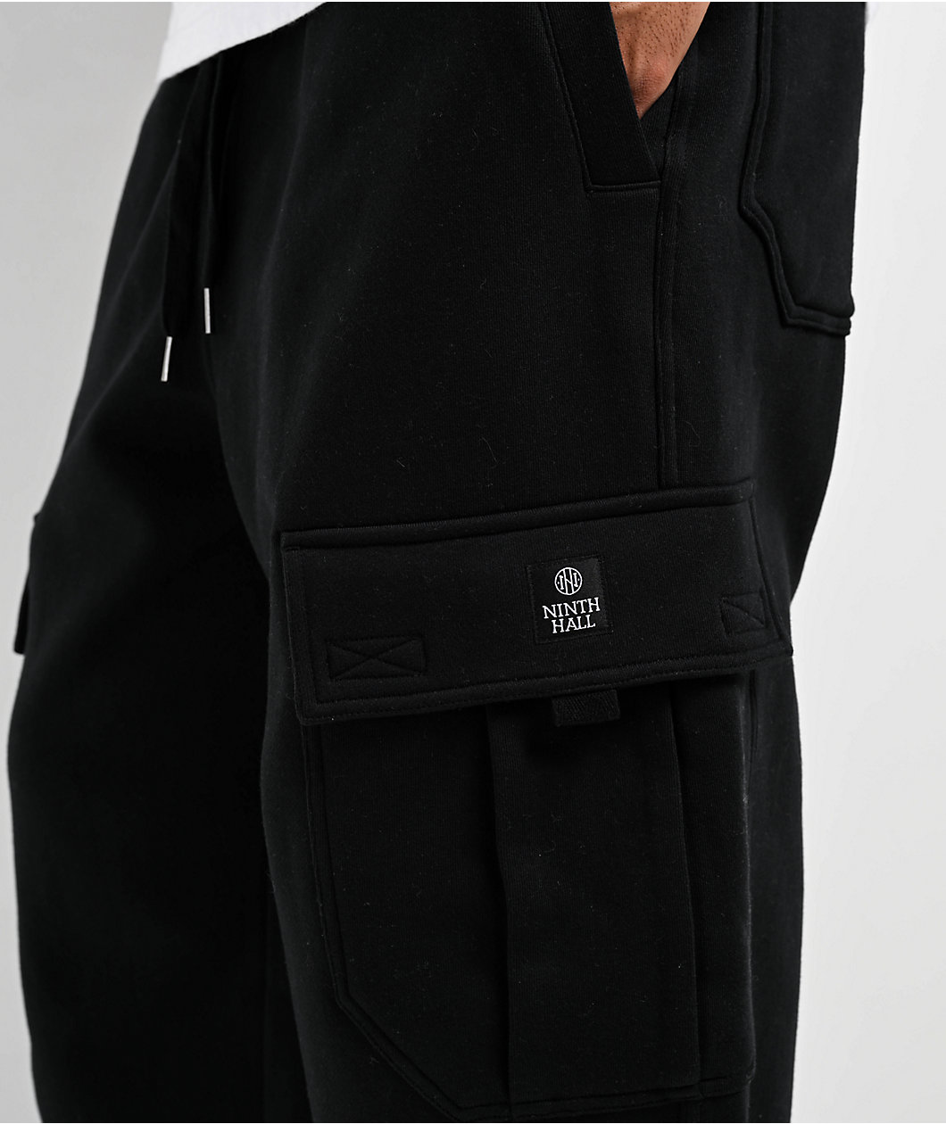 Ninth Hall Fundamentals Stash Baggy Black Cargo Sweatpants