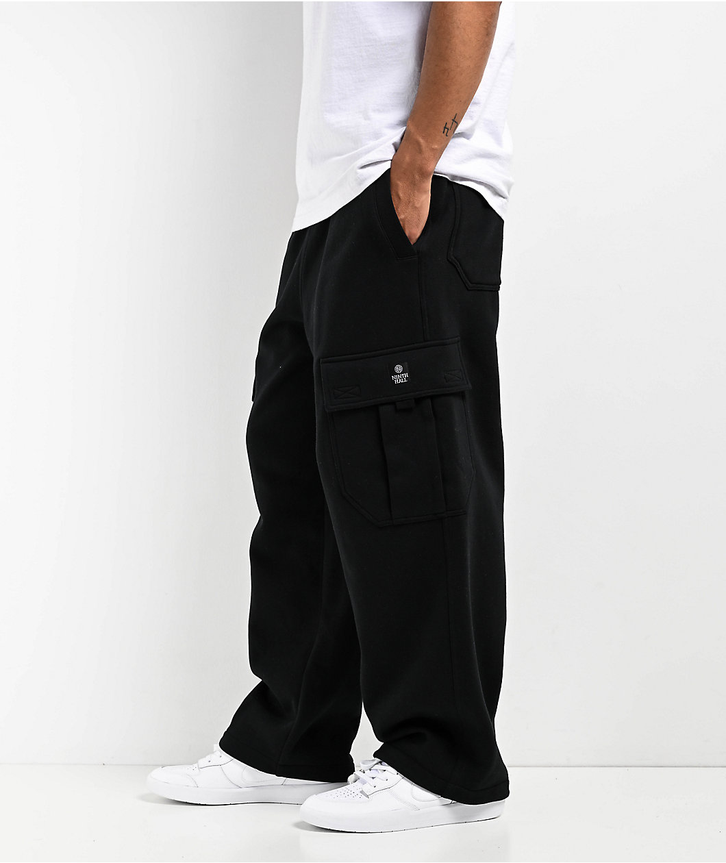 Ninth Hall Fundamentals Stash Black Baggy Cargo Sweatpants