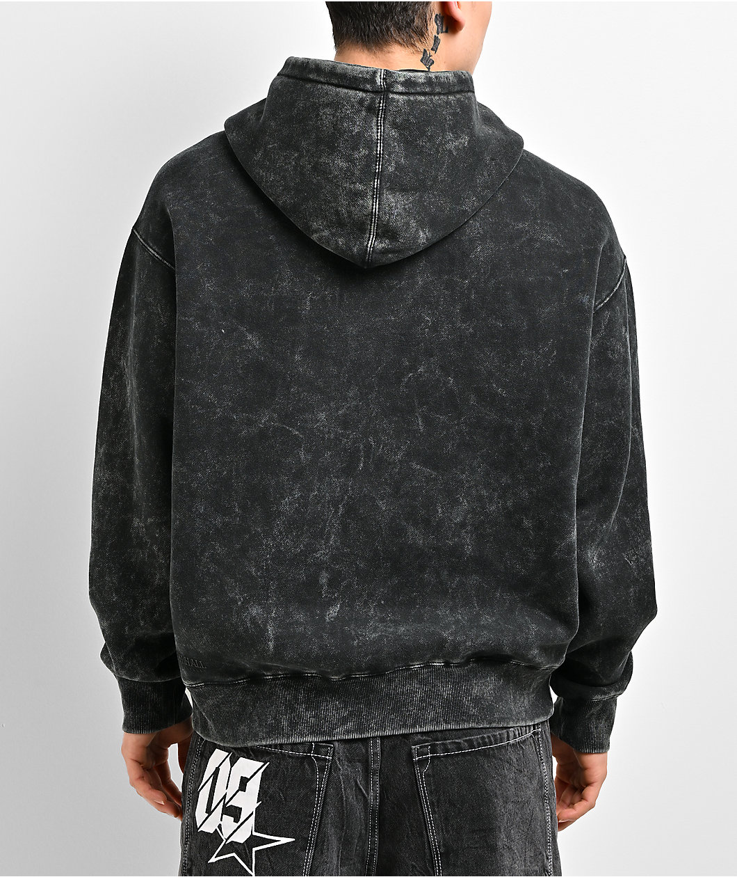 Ninth Hall Fundamentals Static Black Wash Boxy Hoodie