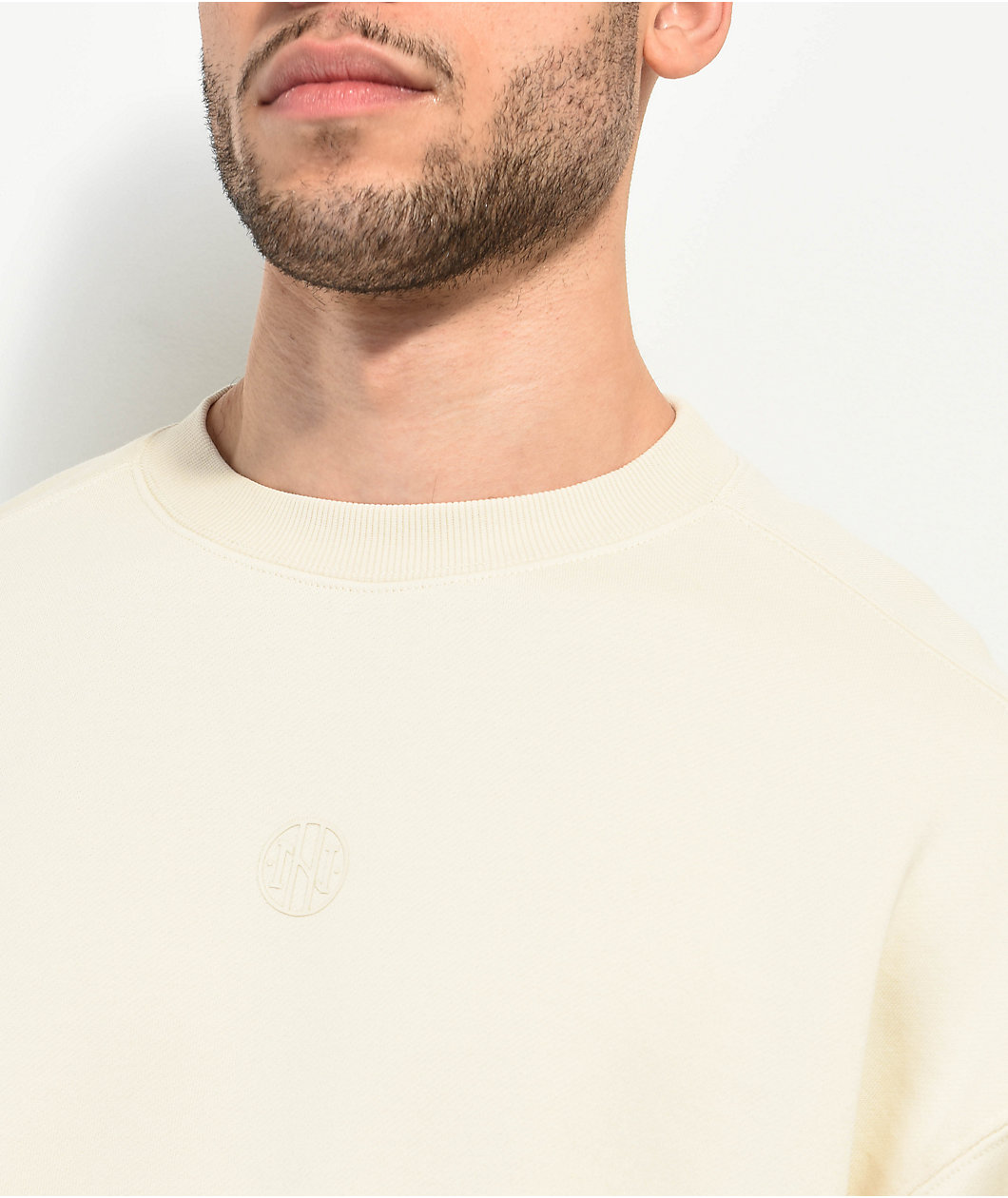 Ninth Hall Fundamentals Tan Wash Boxy Crewneck Sweatshirt