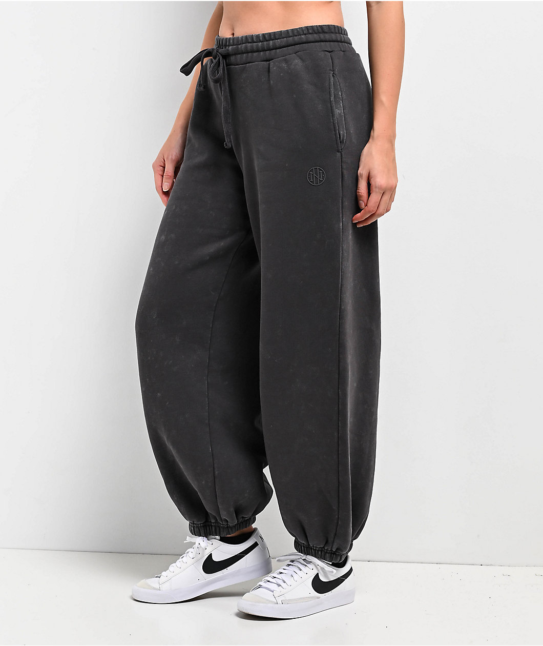 Ninth Hall Fundamentals Tyla Black Mineral Wash Oversized Sweatpants