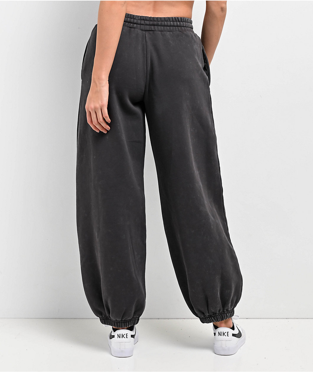 Ninth Hall Fundamentals Tyla Black Mineral Wash Oversized Sweatpants