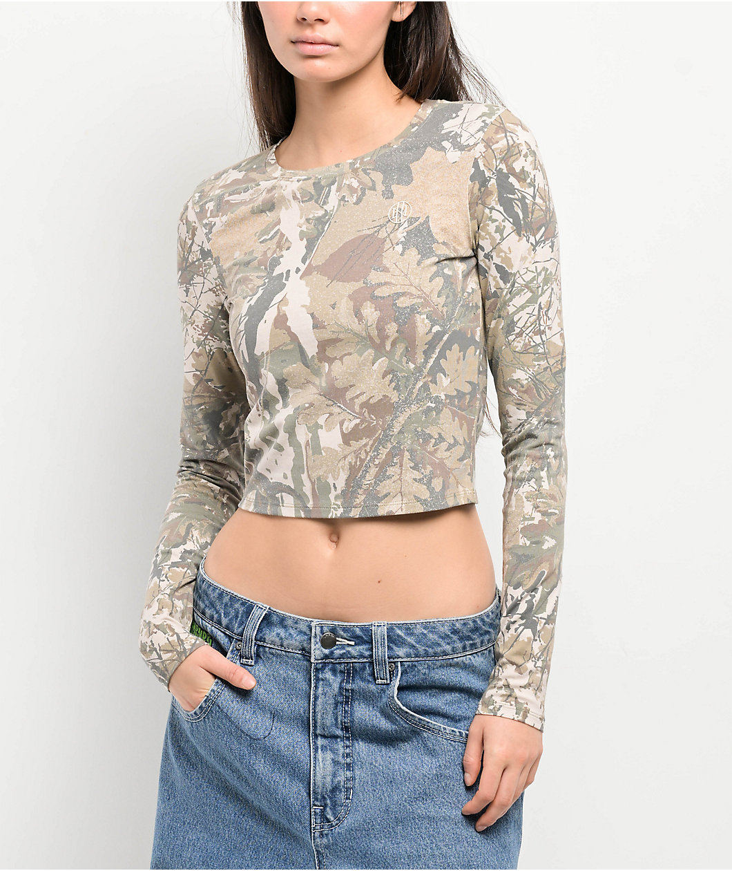 Ninth Hall Fundementals Light Camo Crop Long Sleeve T-Shirt