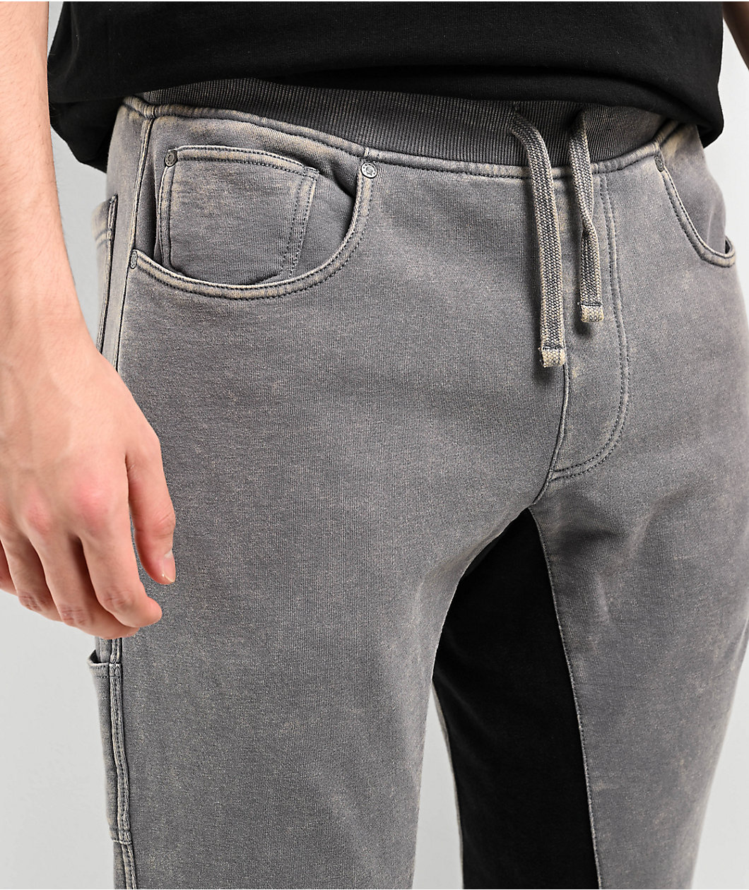 Ninth Hall Grey & Black Wash Stacked Flare Sweatpants