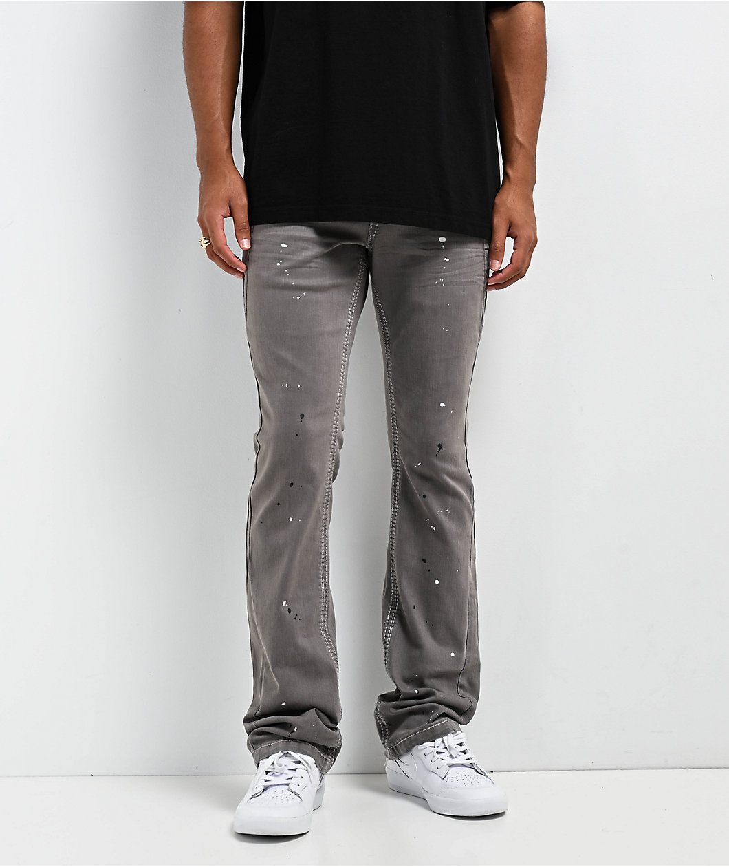 Ninth Hall Grey Denim Stacked Flare Jeans