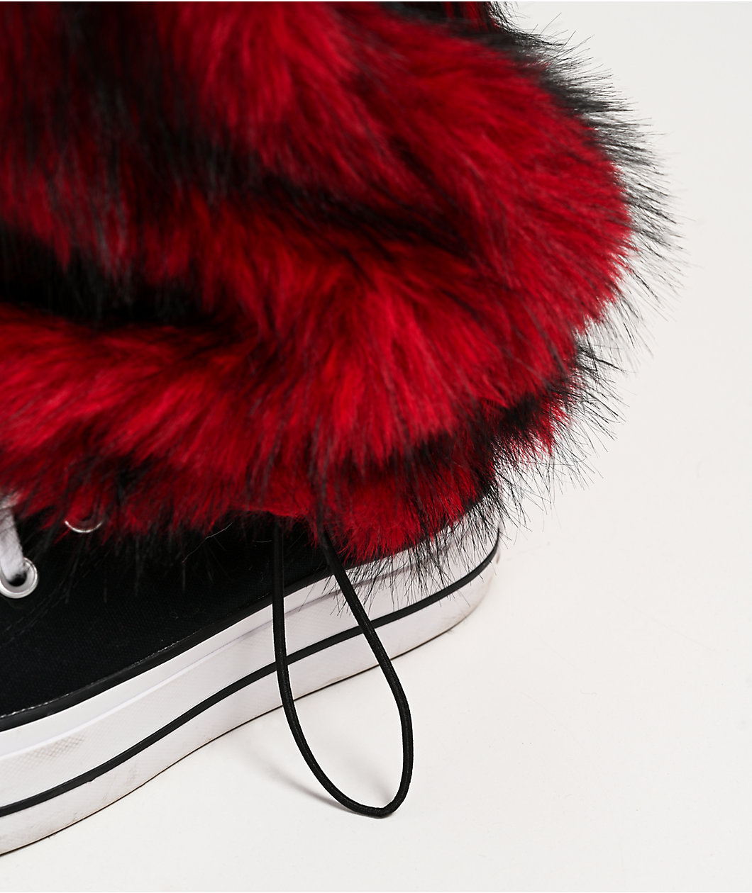 Ninth Hall Grunge Red Faux Fur Leg Warmers