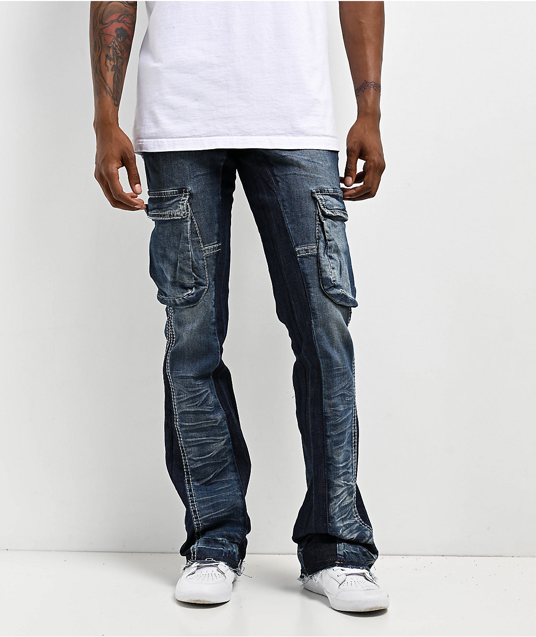 Ninth Hall Haze Cargo Stacked Flare Jeans