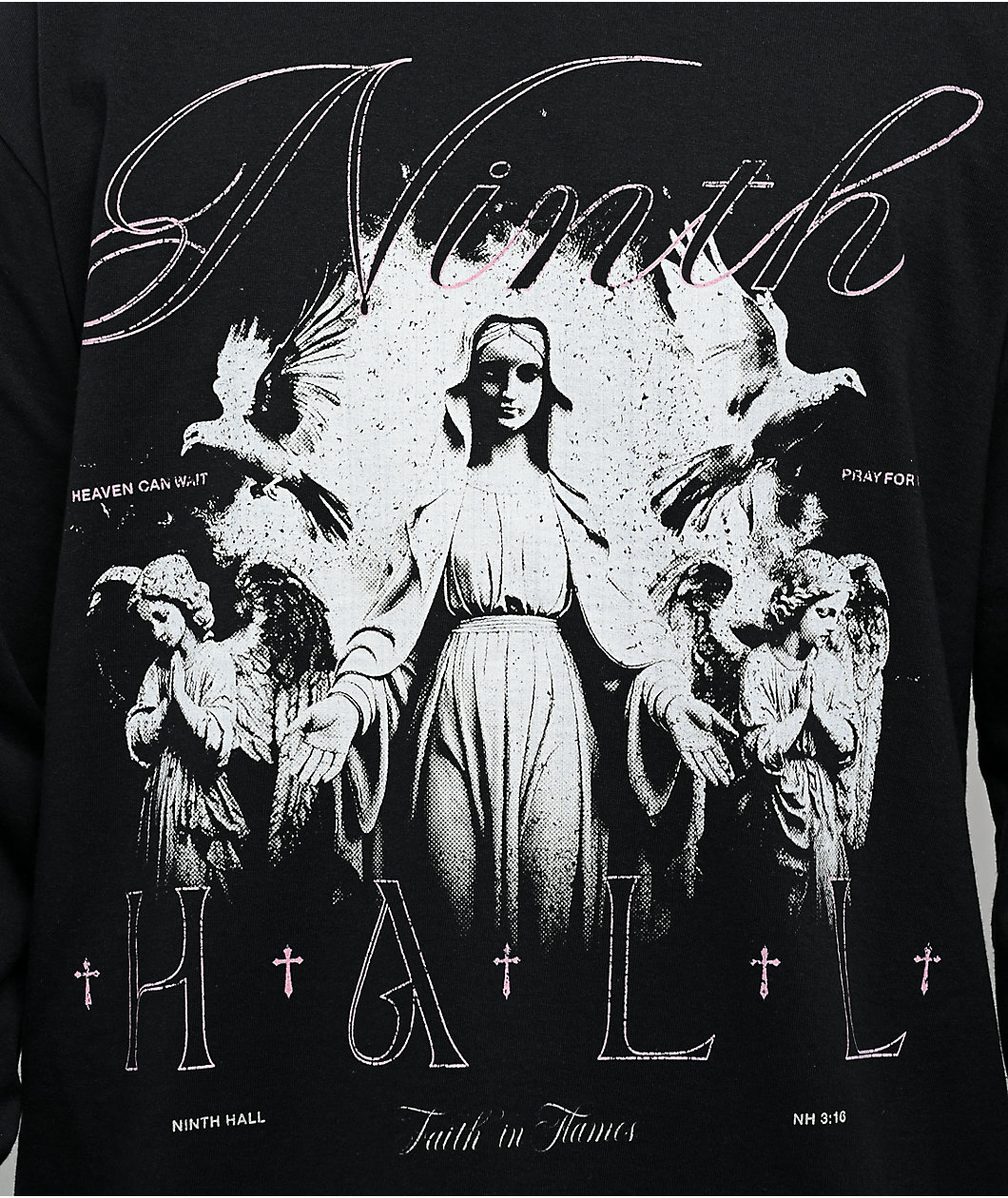 Ninth Hall Heaven Can Wait Black Long Sleeve T-Shirt