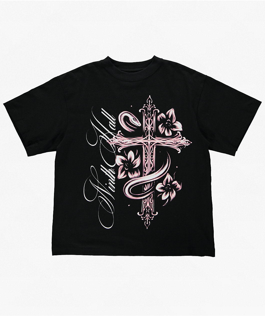 Ninth Hall Heavenly Decay Cross Black Boxy T-Shirt