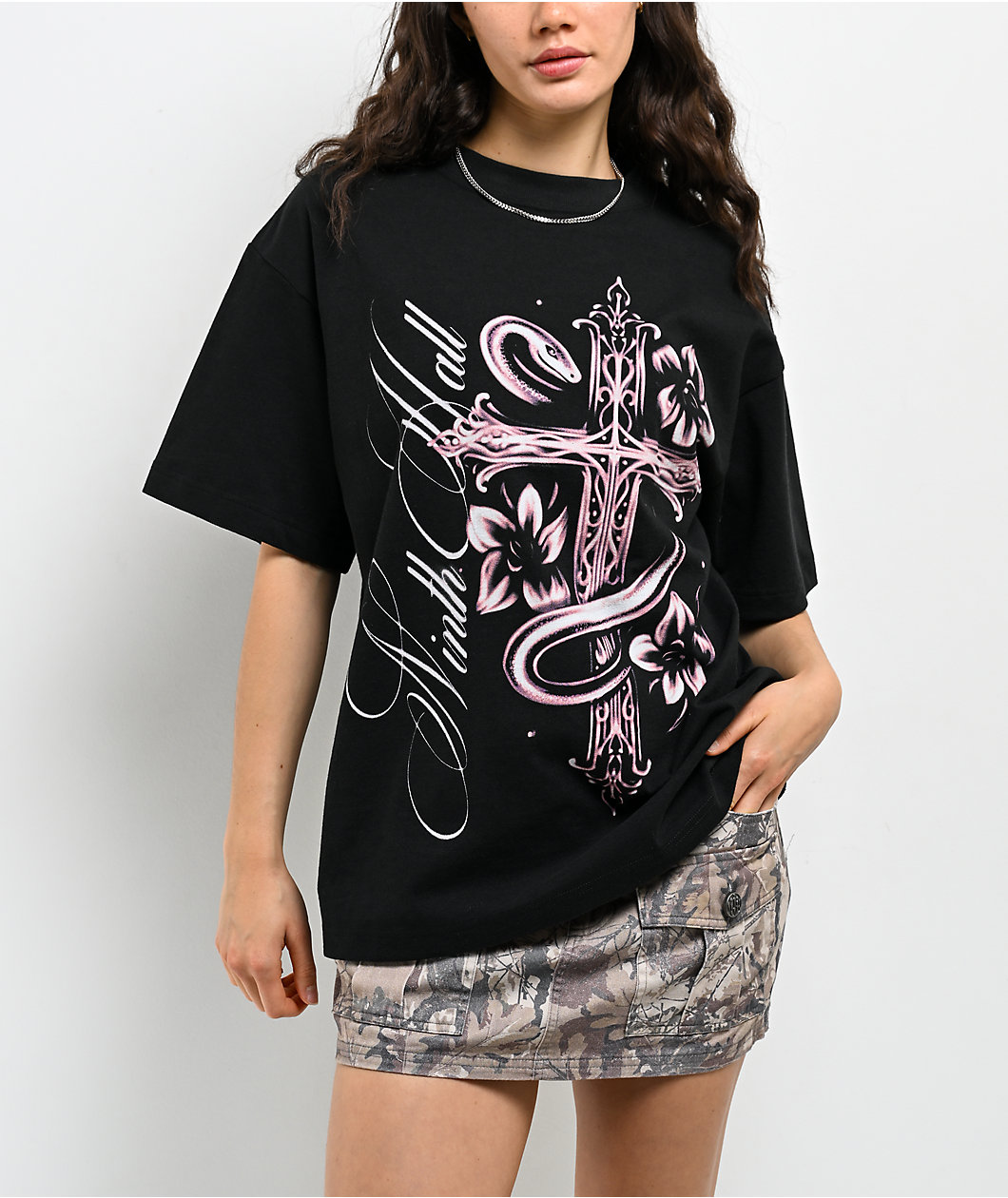 Ninth Hall Heavenly Decay Cross Black Boxy T-Shirt