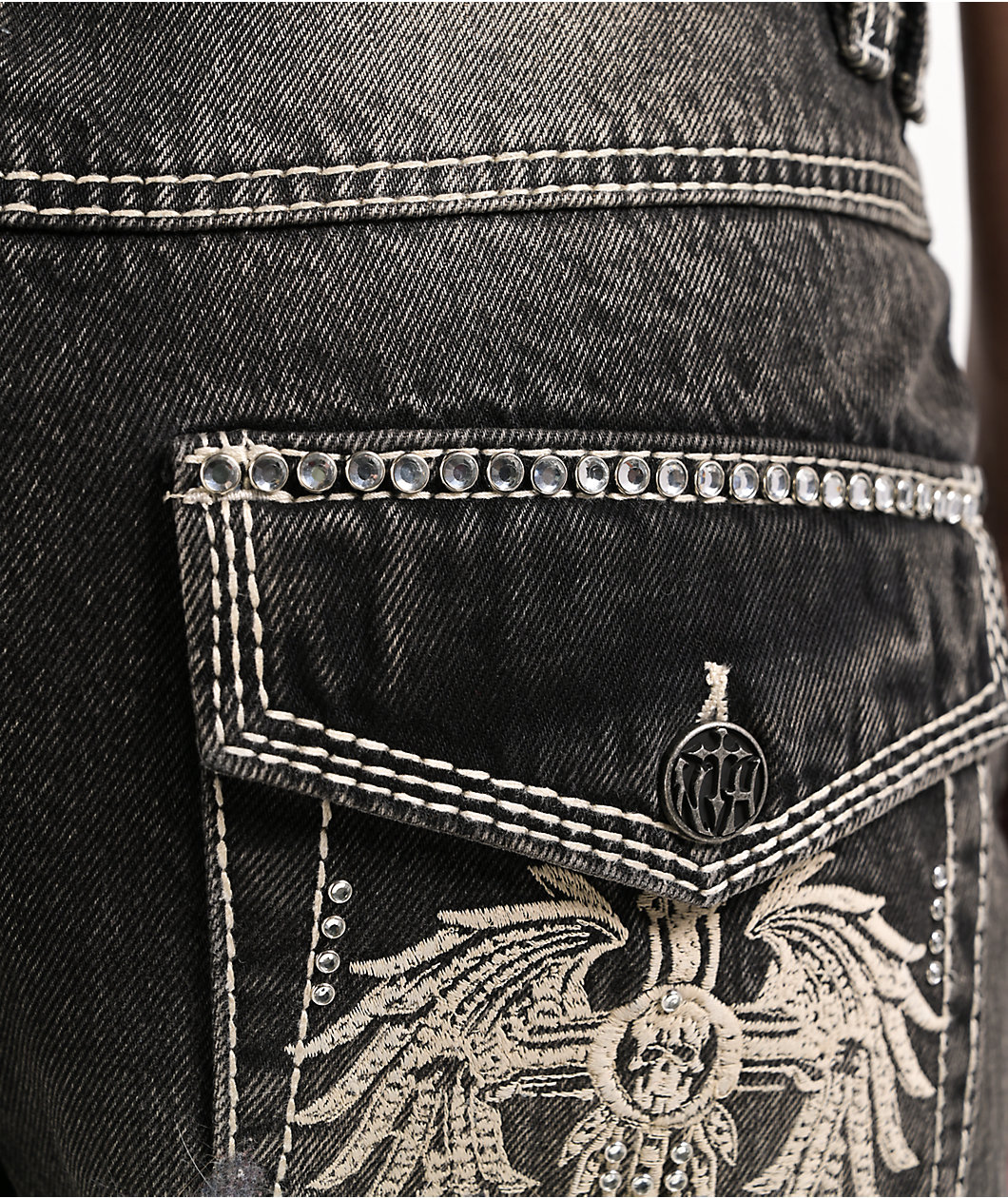 Ninth Hall Idle Chapel Black Wash Straight Leg Jeans