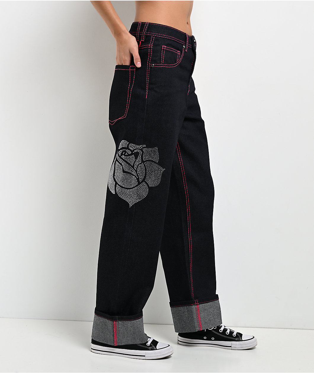 Ninth Hall Idle Cuffed Blue Wash Straight Leg Jeans