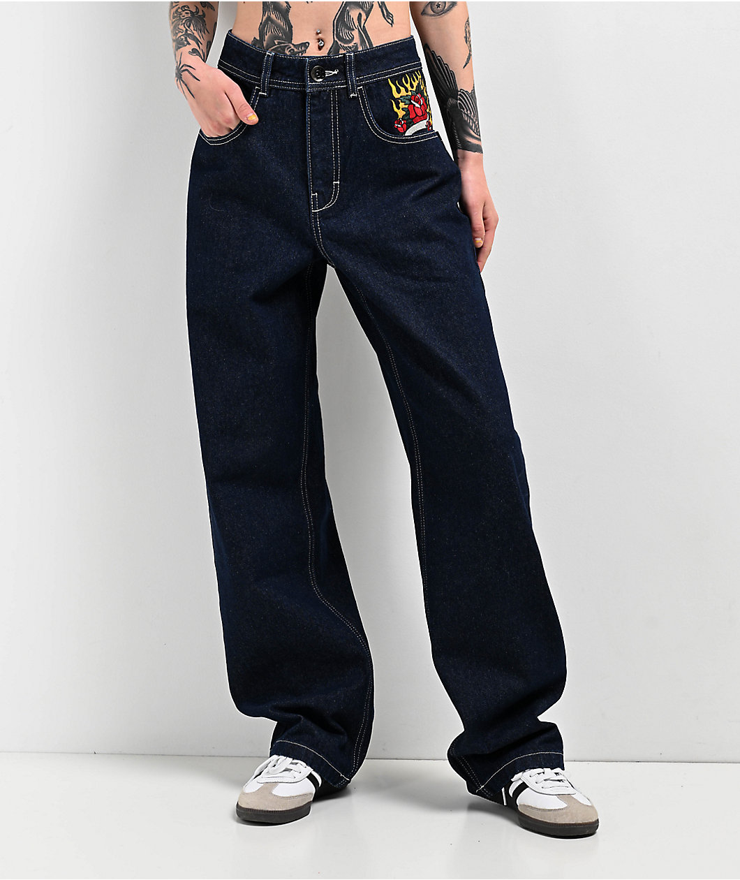 Ninth Hall Idle Rinse Blue Straight Leg Denim Jeans