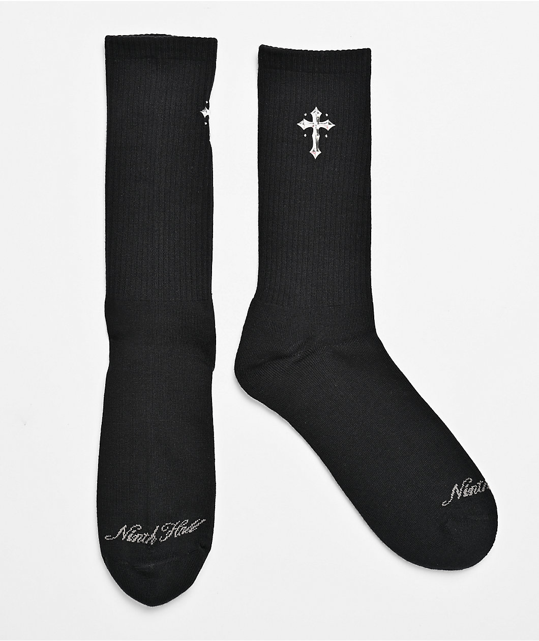 Ninth Hall Layered Cross Black Crew Socks