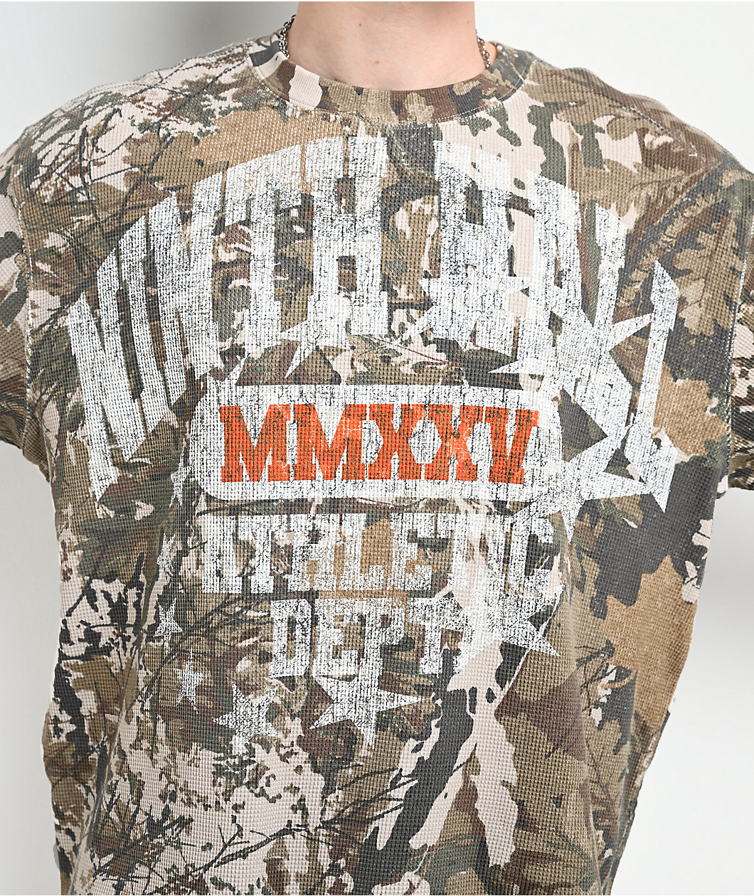 Ninth Hall Layered Text Camo Long Sleeve Thermal T-Shirt