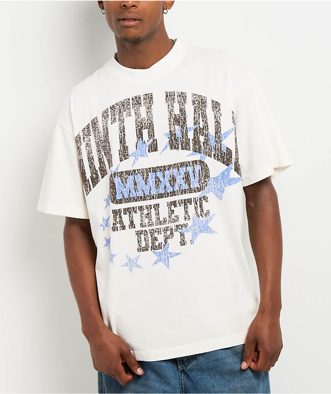 Ninth Hall Layered Text White Boxy T-Shirt