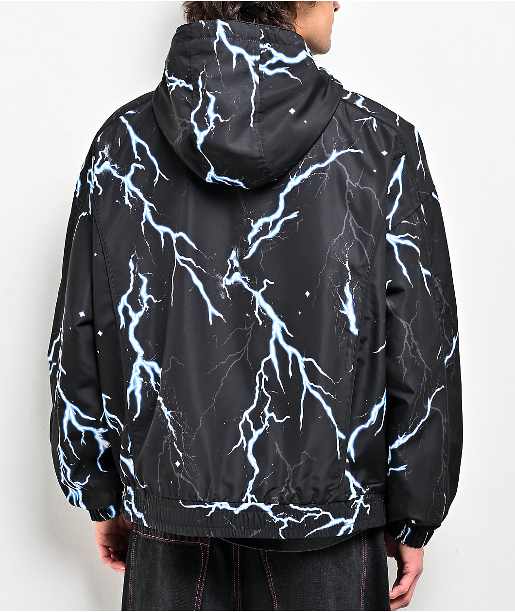Ninth Hall Lightning Black Hooded Windbreaker Jacket