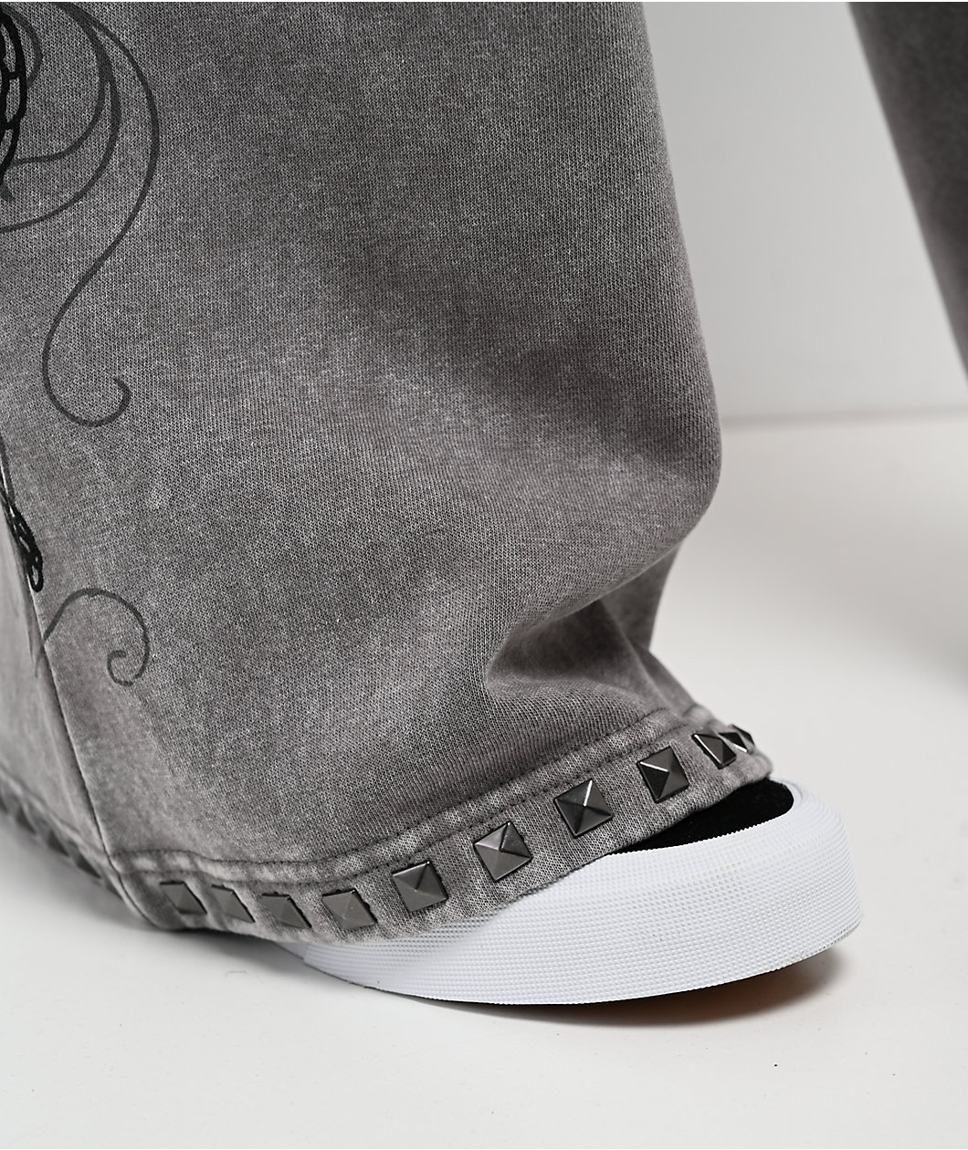 Ninth Hall Margo Snake Grey Wash Wide Leg Sweatpants