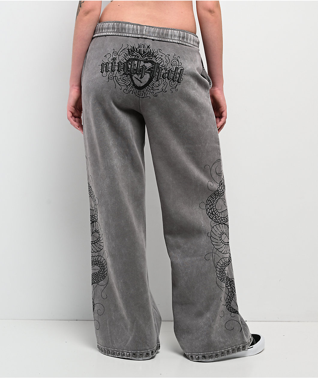 Ninth Hall Margo Snake Grey Wash Wide Leg Sweatpants