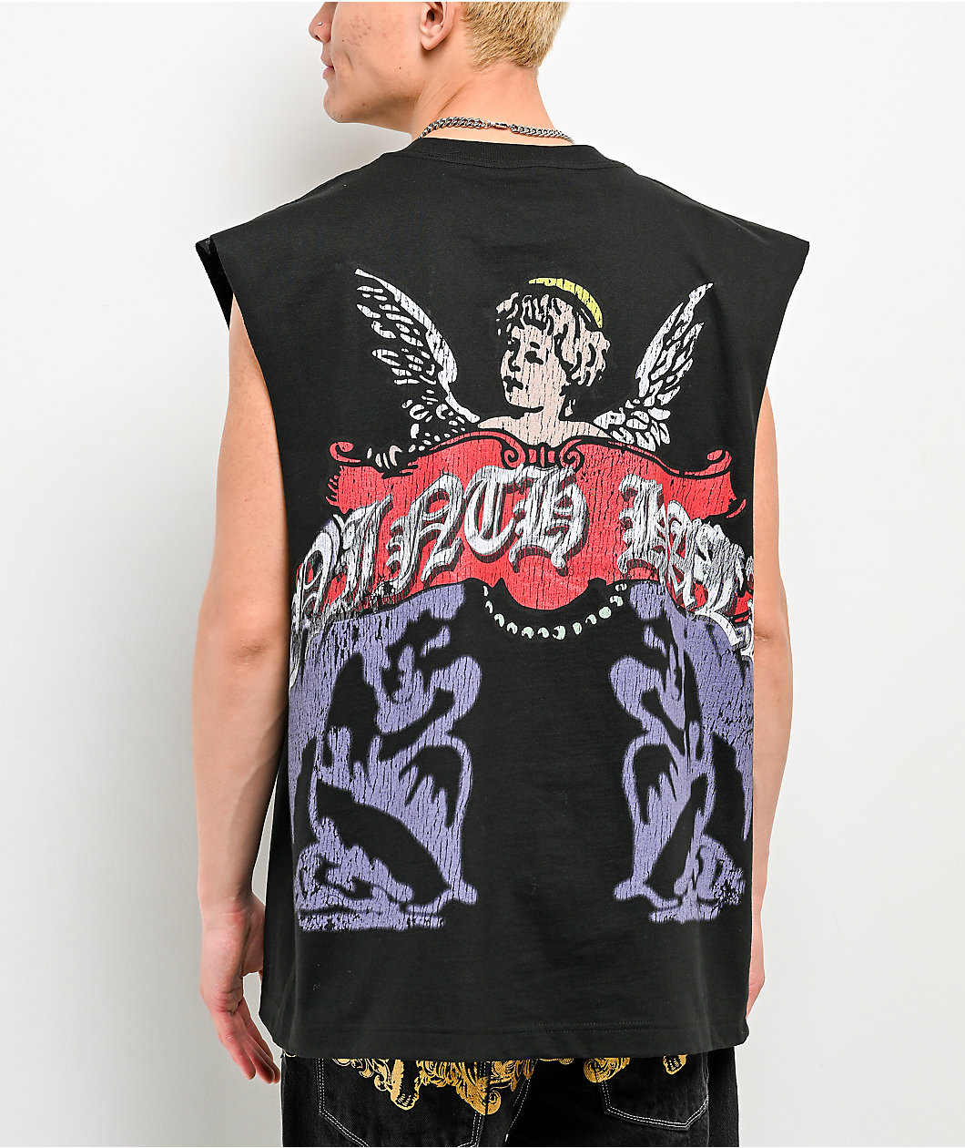 Ninth Hall Maxxxed Out Black Wash Tank Top
