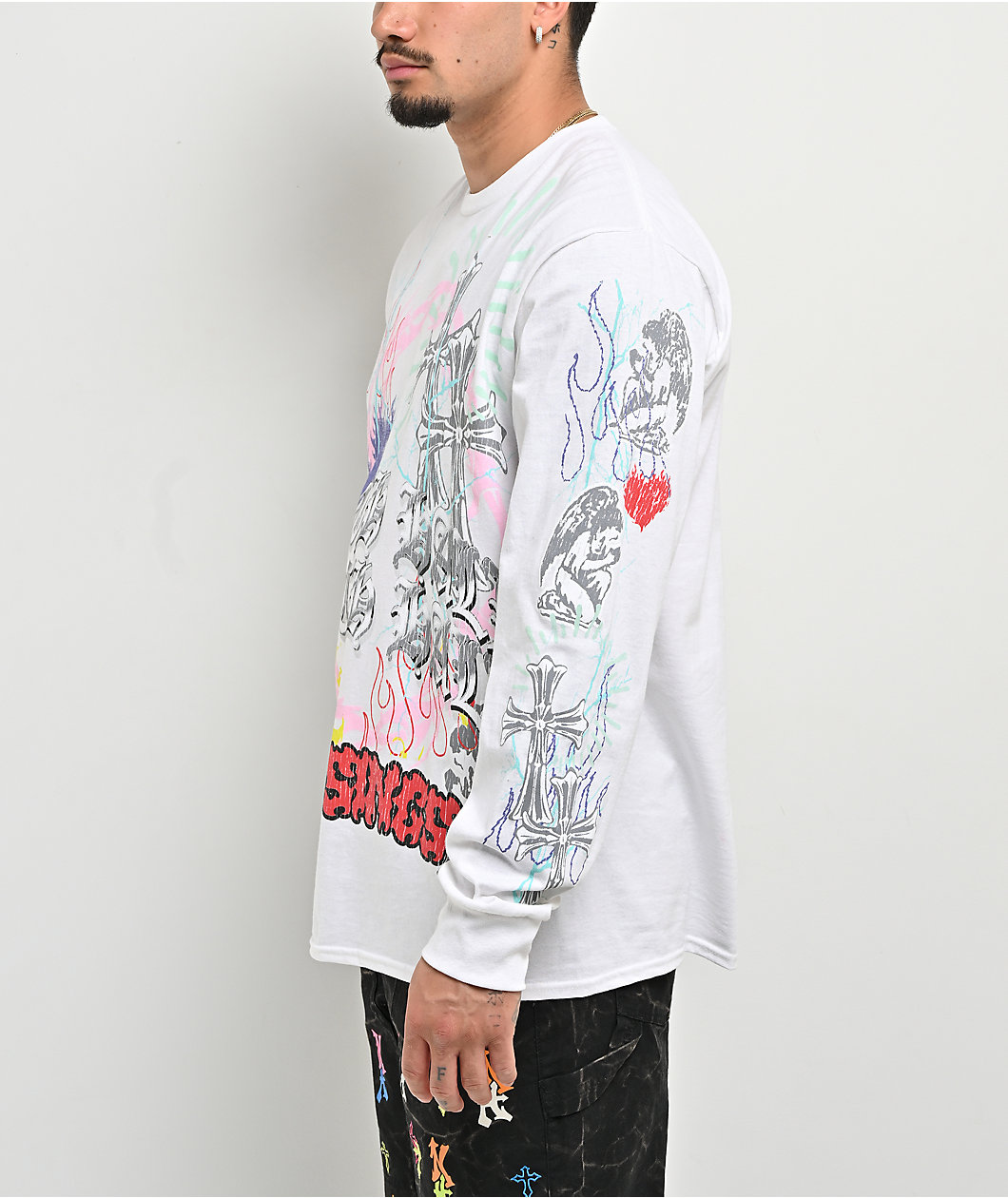Ninth Hall Maxxxed Out White Long Sleeve T-Shirt