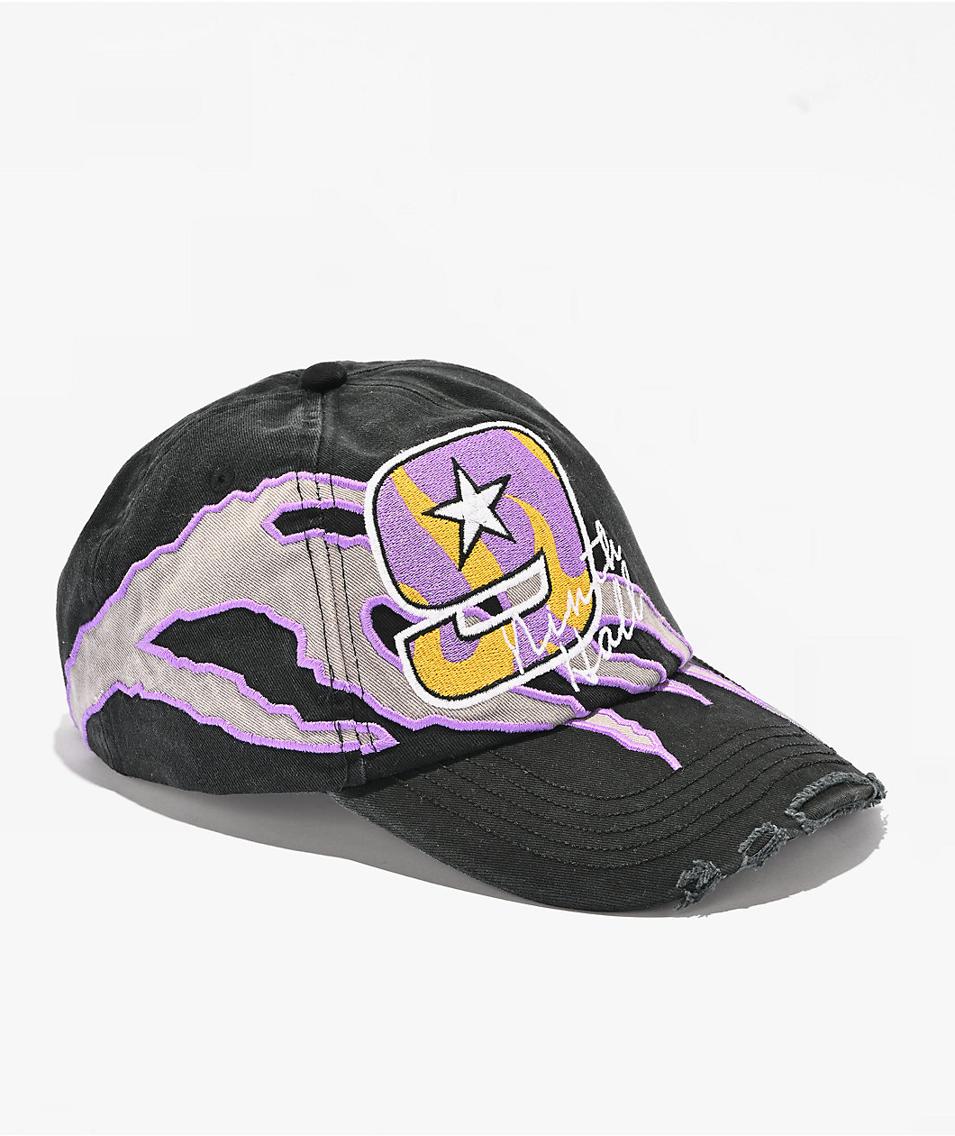 Ninth Hall Miles Distressed Black Strapback Hat