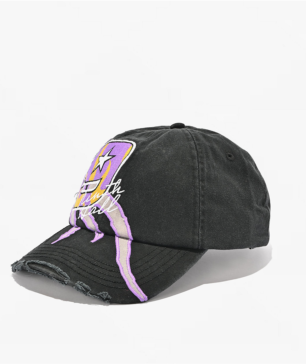Ninth Hall Miles Distressed Black Strapback Hat
