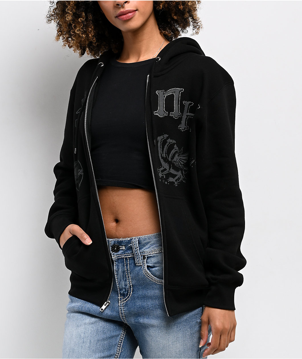 Ninth Hall Night Crawler Black Zip Hoodie