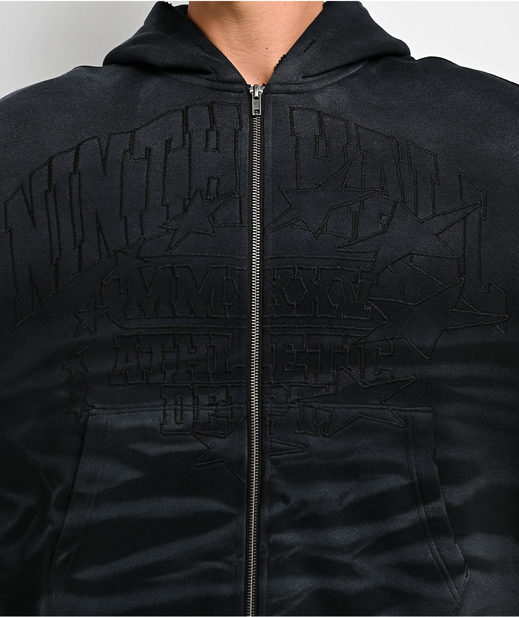 Ninth Hall One Hundred Claws Black Wash Crop Zip Hoodie