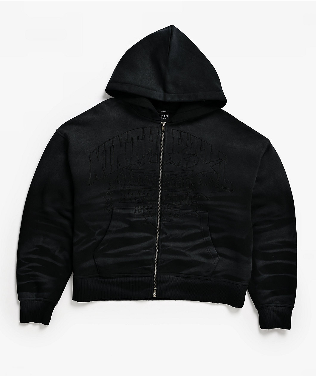 Ninth Hall One Hundred Claws Black Wash Crop Zip Hoodie