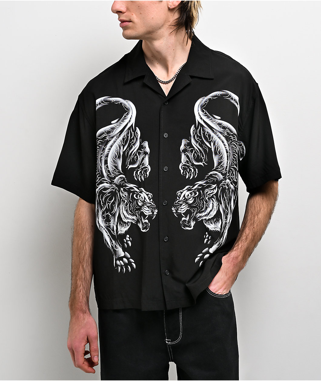 Ninth Hall Parade Tigers Black Button Up Shirt