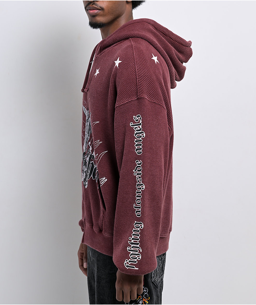 Ninth Hall Pillars Red Thermal Zip Hoodie