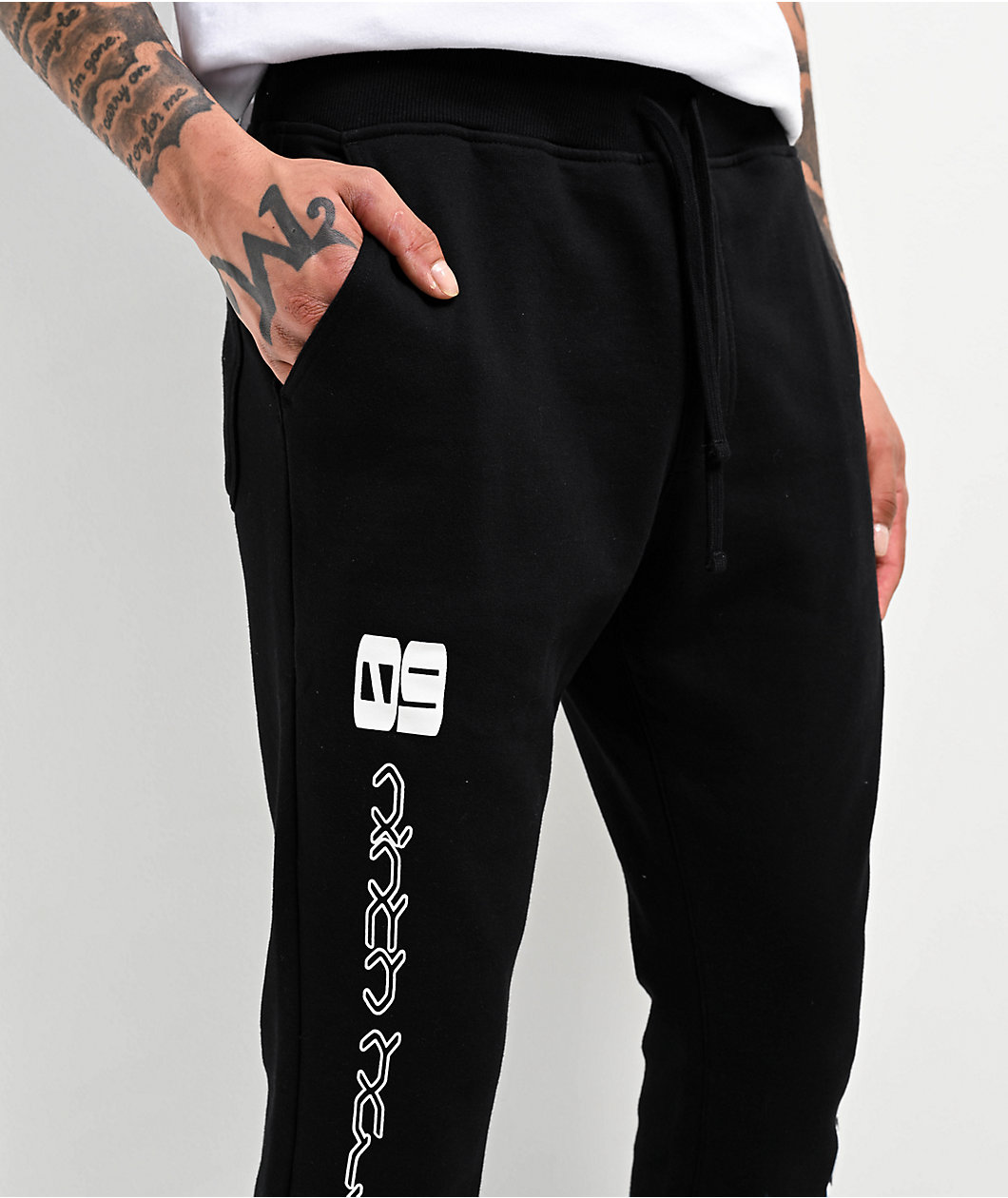 Ninth Hall Race Black Signal Stacked Flare Sweatpants