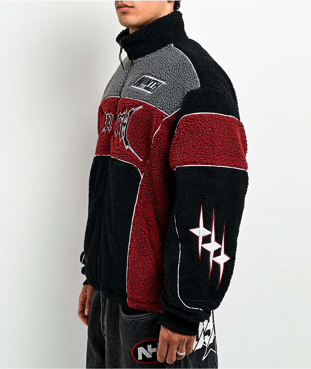 Ninth Hall Racer Tech Red & Black Sherpa Jacket